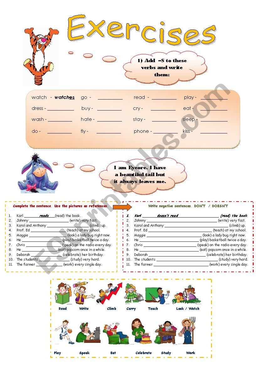 Present simple- Affirmative and negative exercises