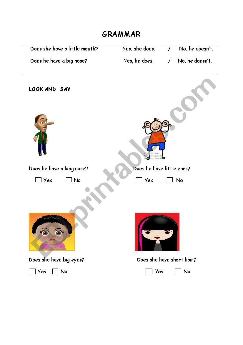 body parts worksheet