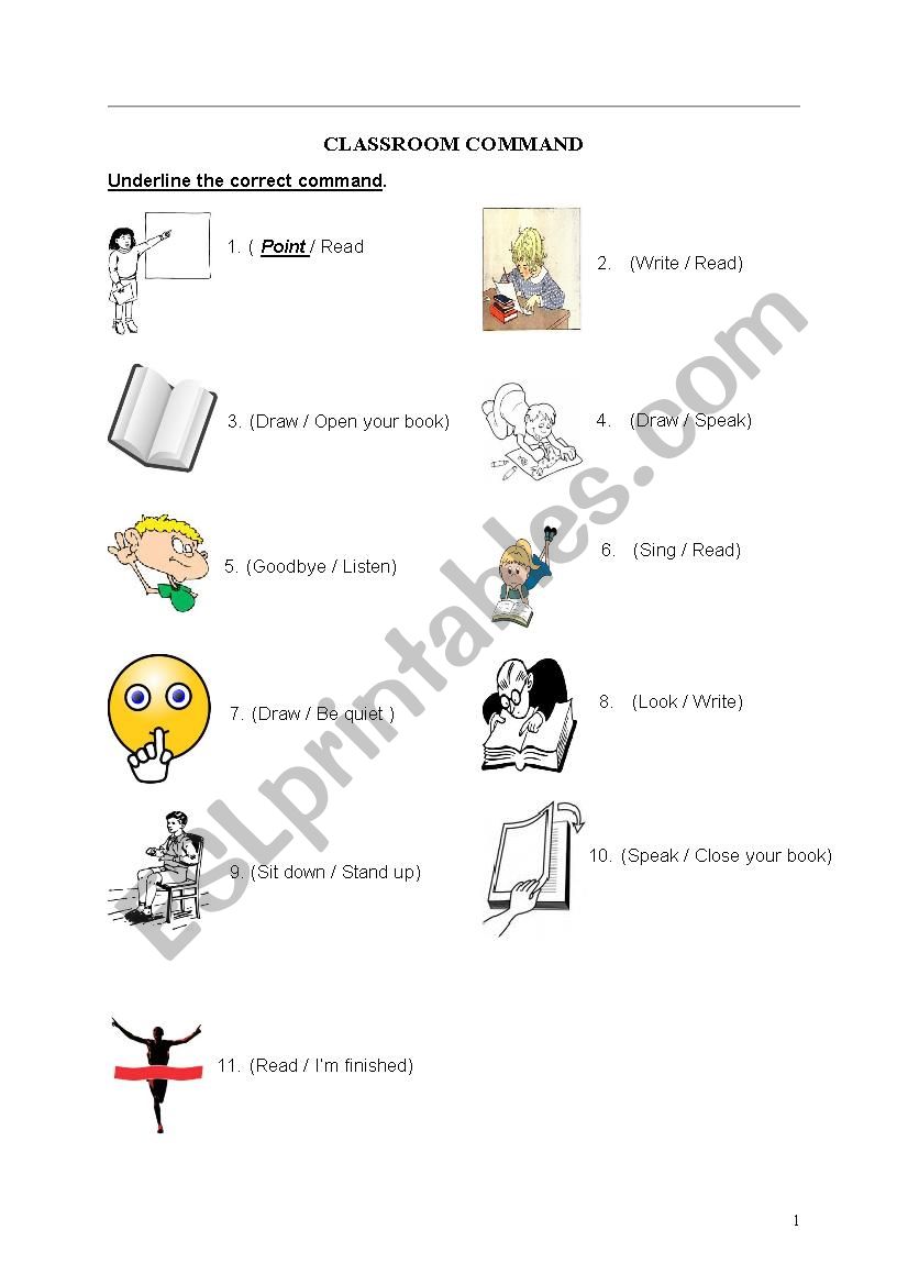 Classroom Command worksheet