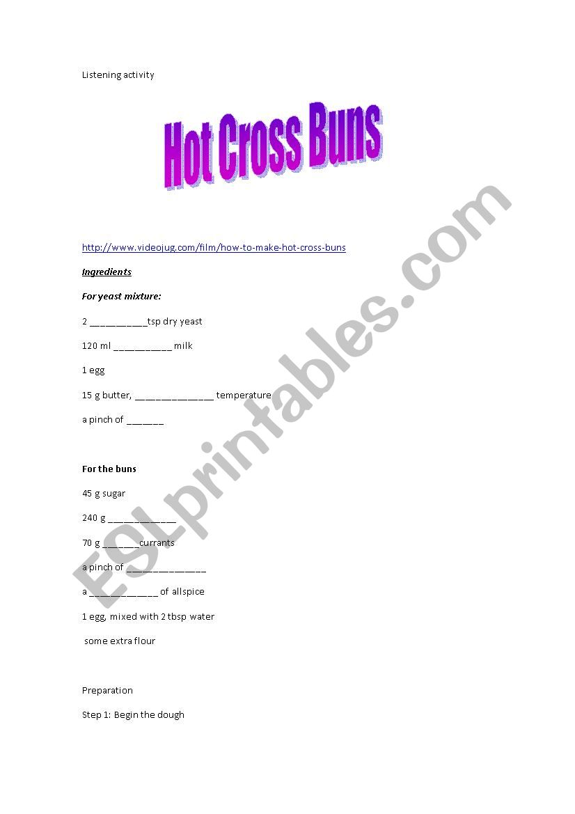Hot cross buns worksheet