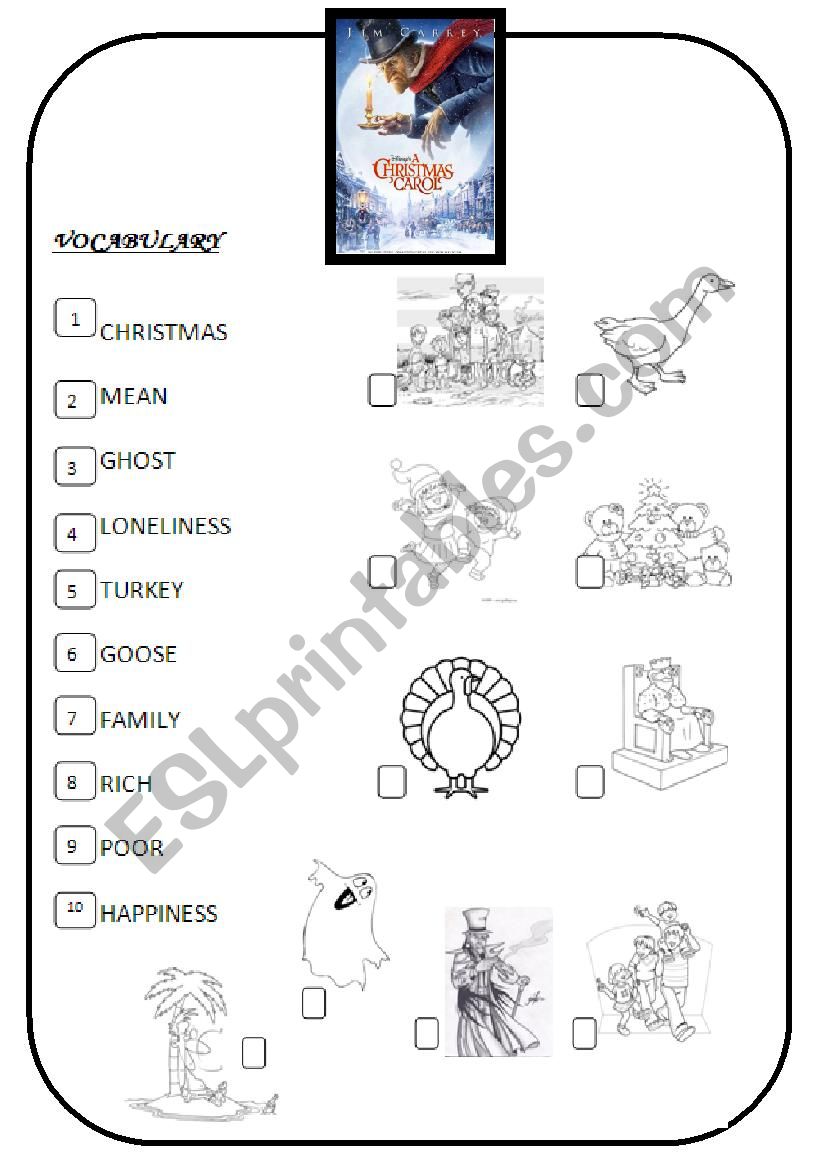 A Christmas Carol - Movie worksheet