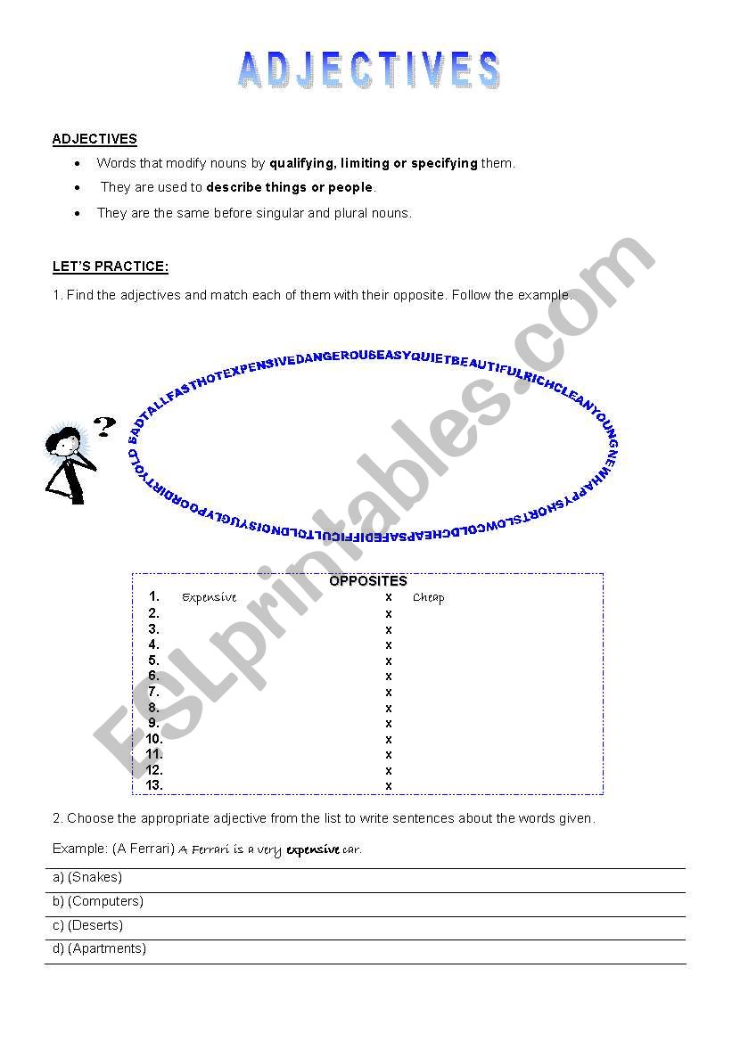 Adjectives / Comparison worksheet