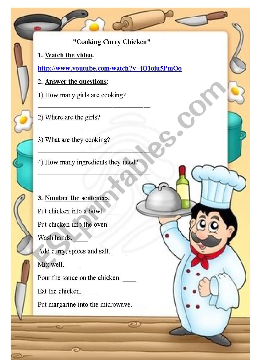 Cooking Curry Chicken worksheet