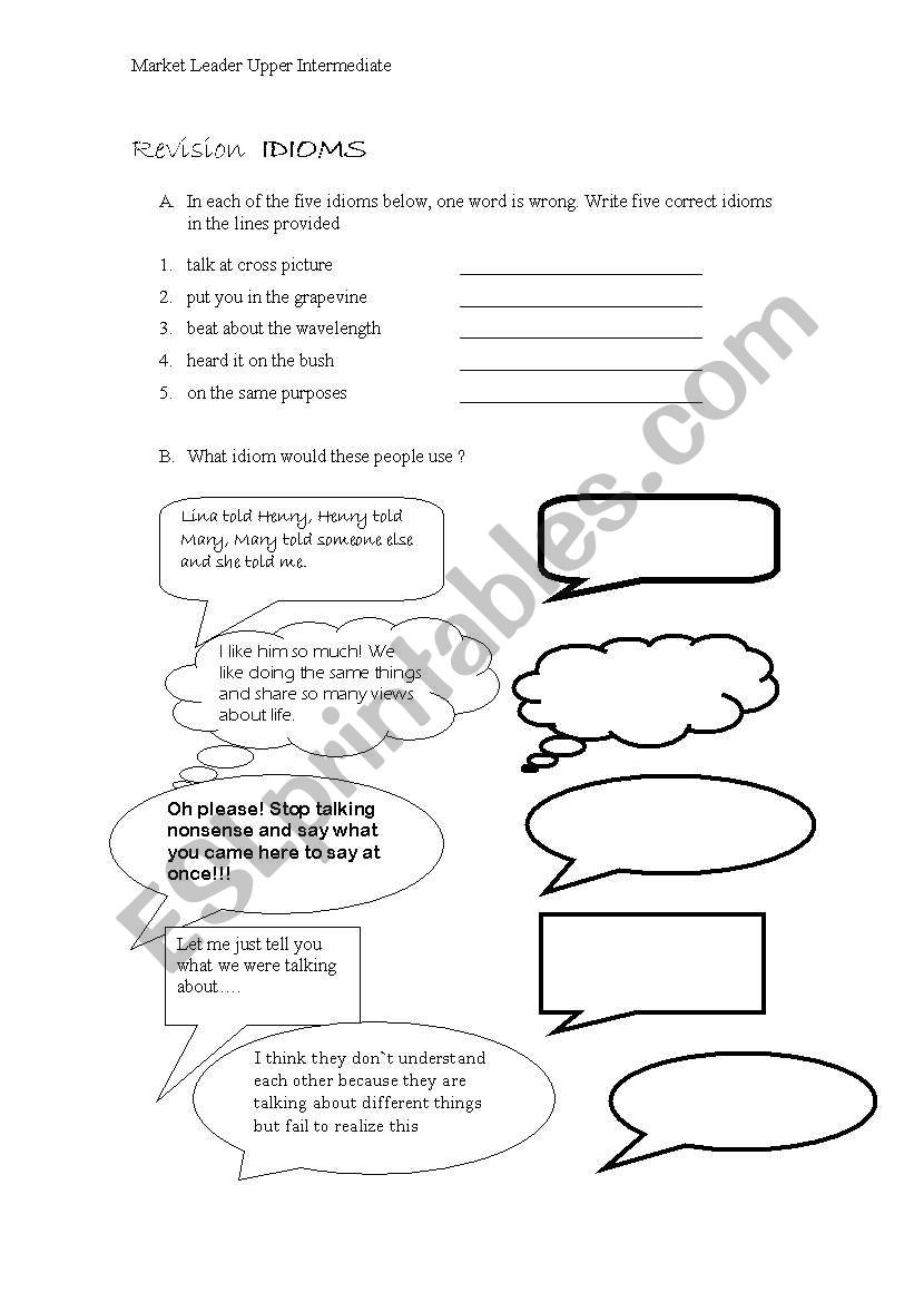 Idioms worksheet