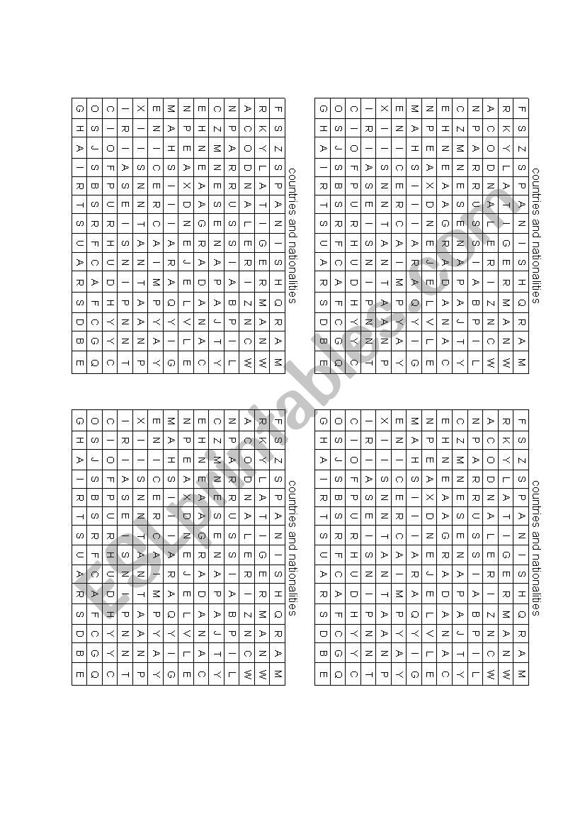 Countries and Nationalities Puzzle