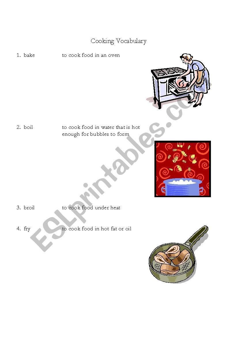 Cooking worksheet