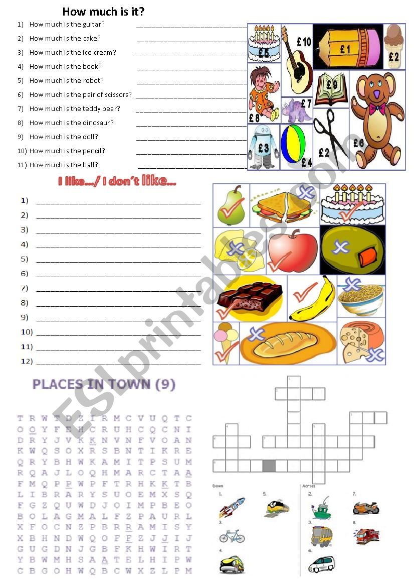 Several activities worksheet