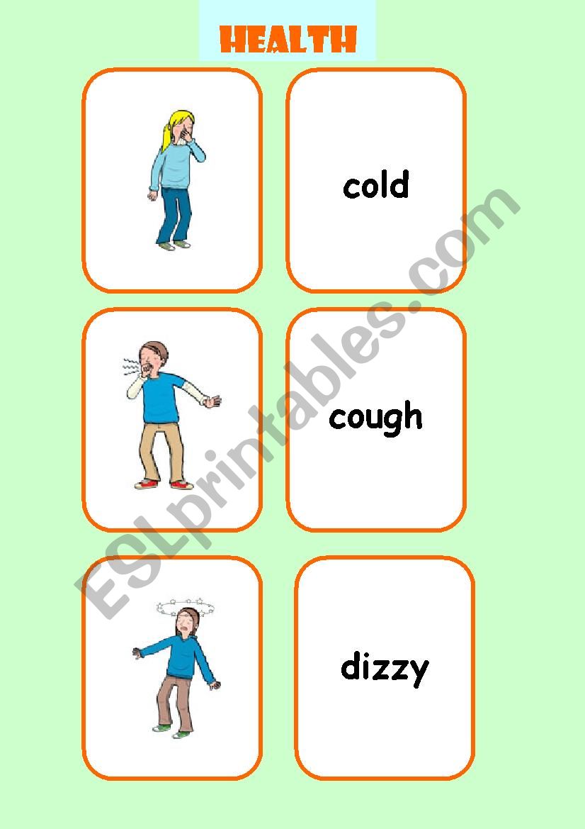 HEALTH flashcards  worksheet