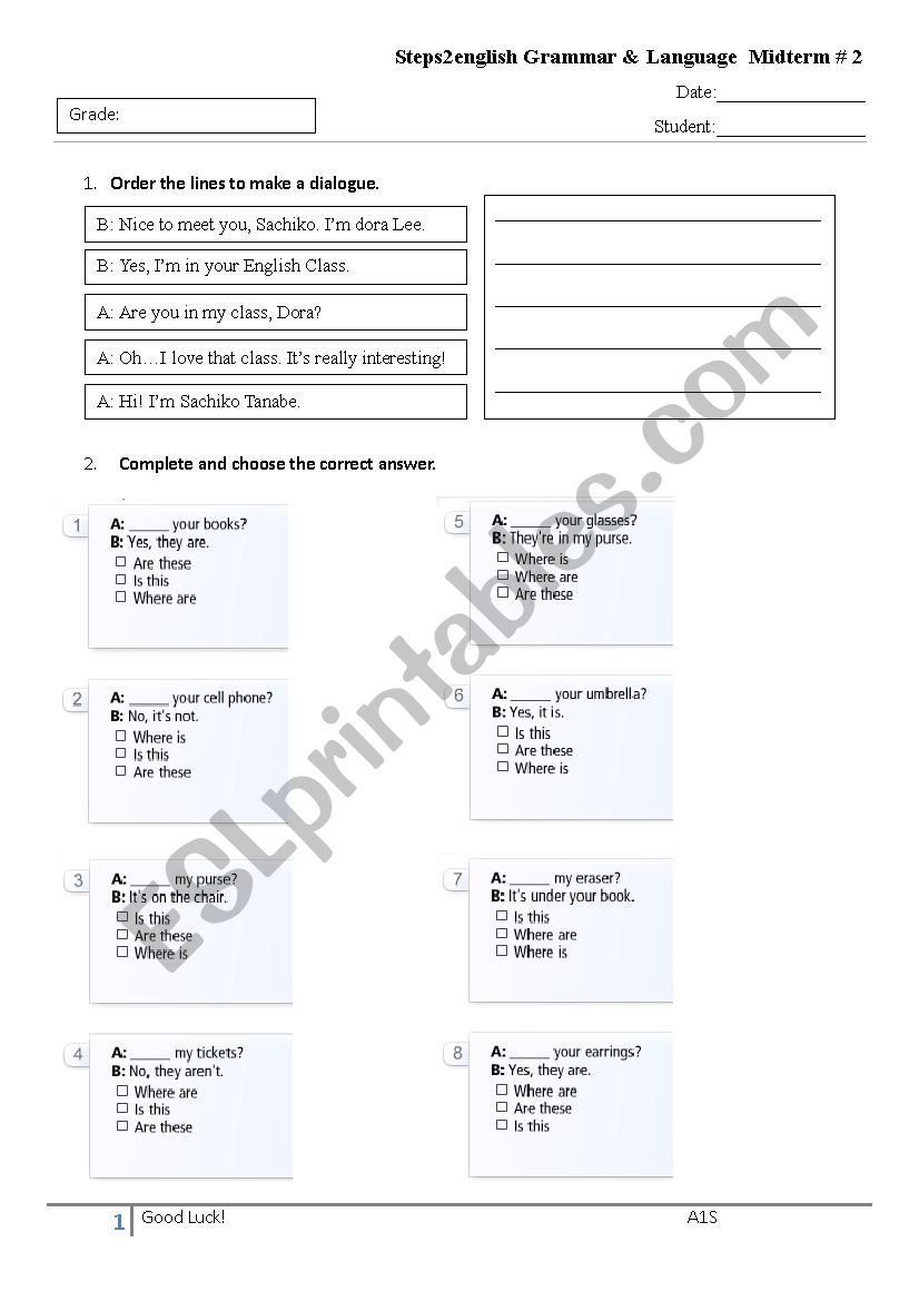 Demonstratives! worksheet