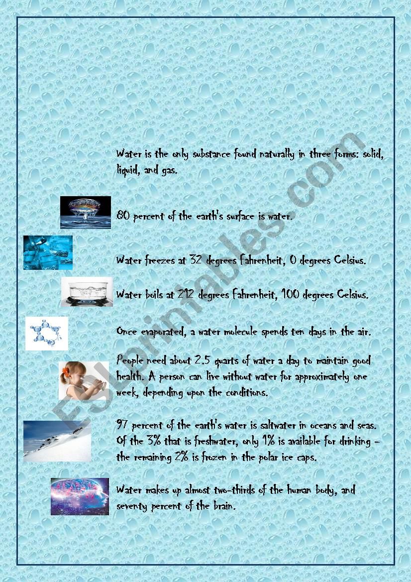 Fun Water Facts worksheet