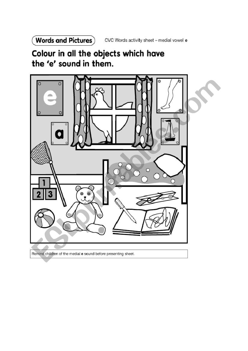 Medial vowel e (Activity Sheet)