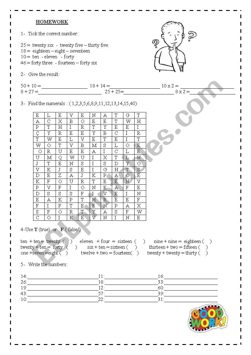 Numbers worksheet