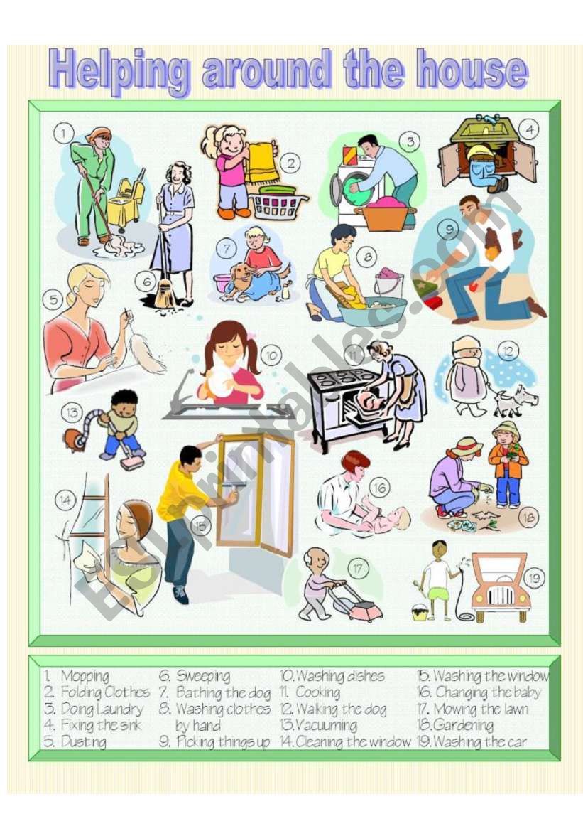 Helping Around the House - Picture Dictionary