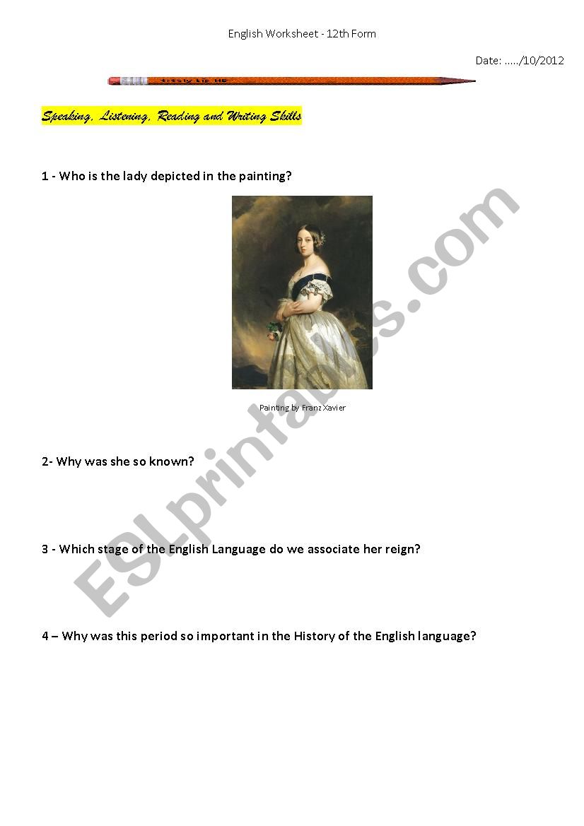 Queen Victoria worksheet