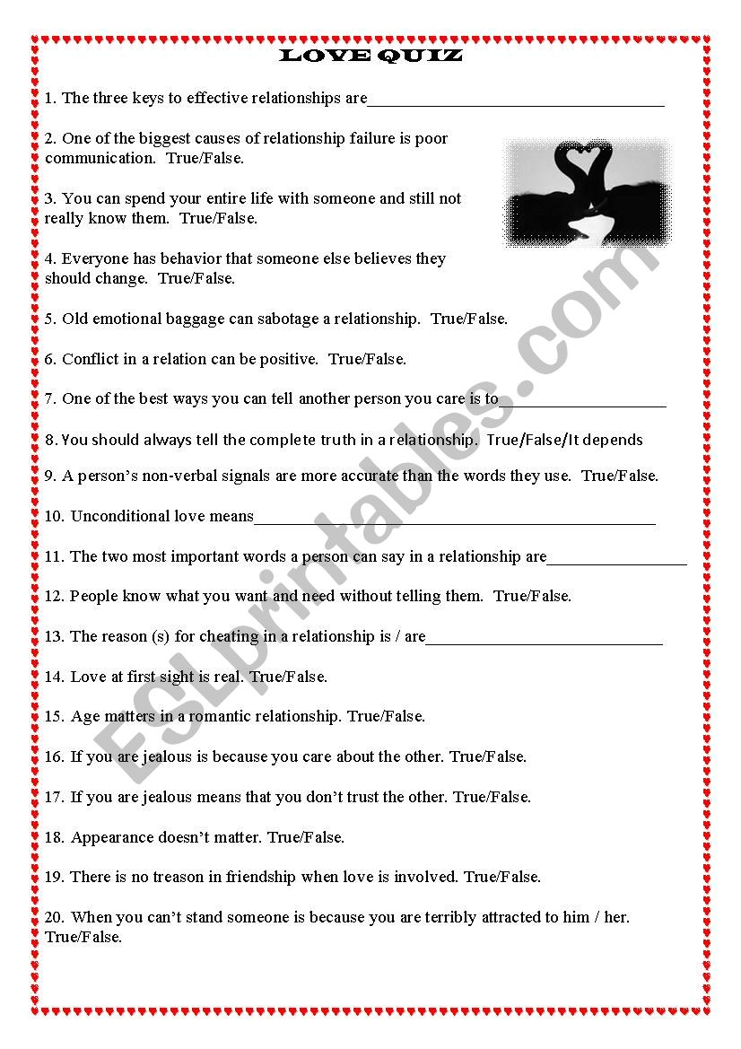 A ROMANTIC TOPIC worksheet