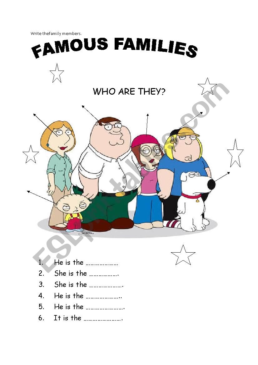 famous family members worksheet