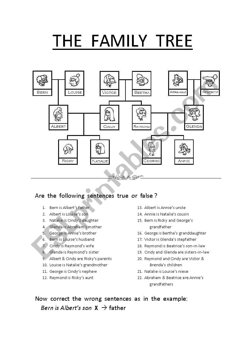 The Family Tree worksheet