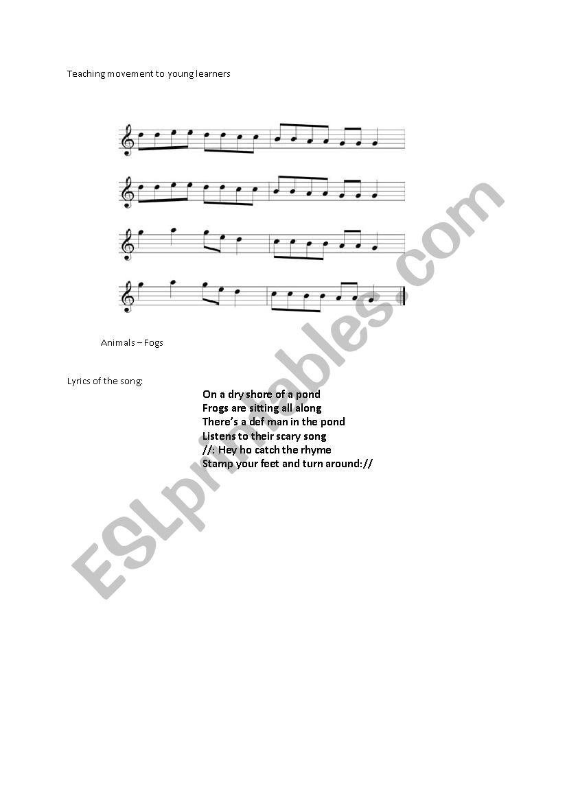 Song with notes worksheet