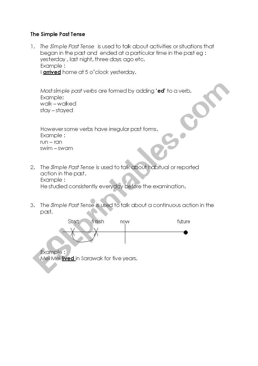 simple  past  tense  worksheet