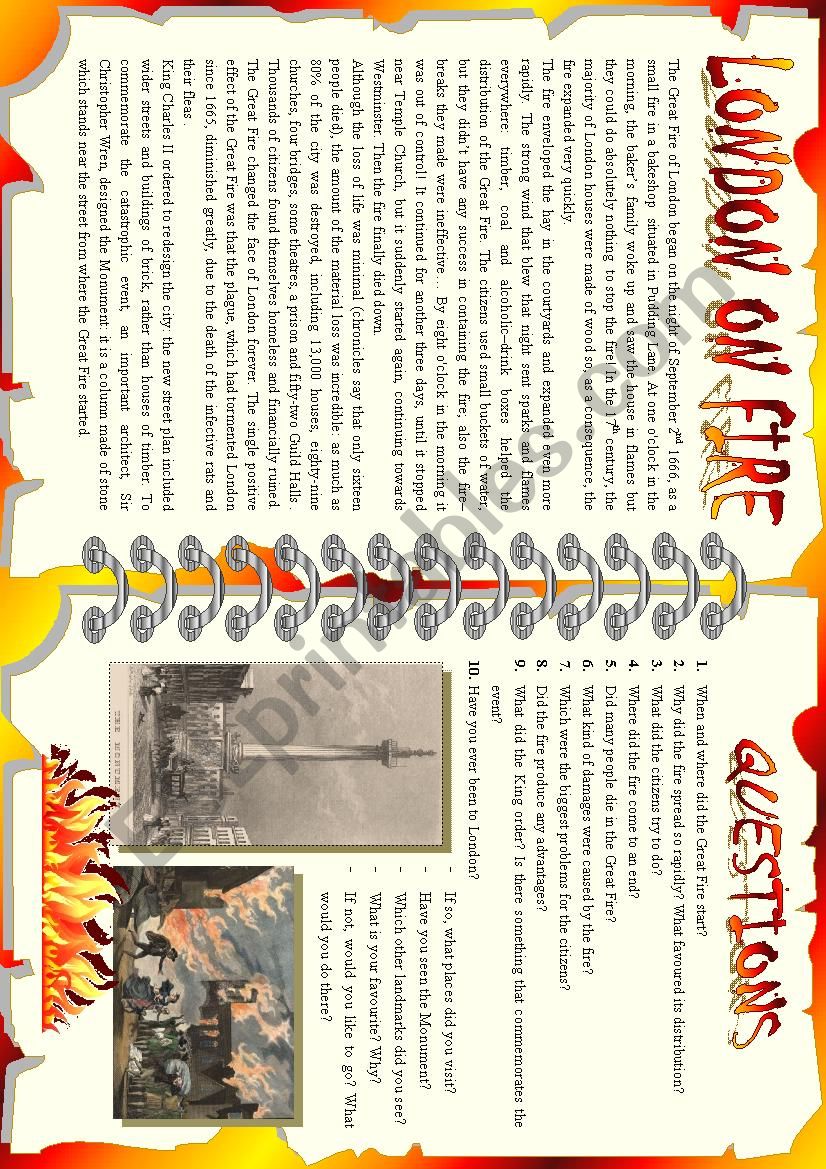 The Great Fire of London worksheet