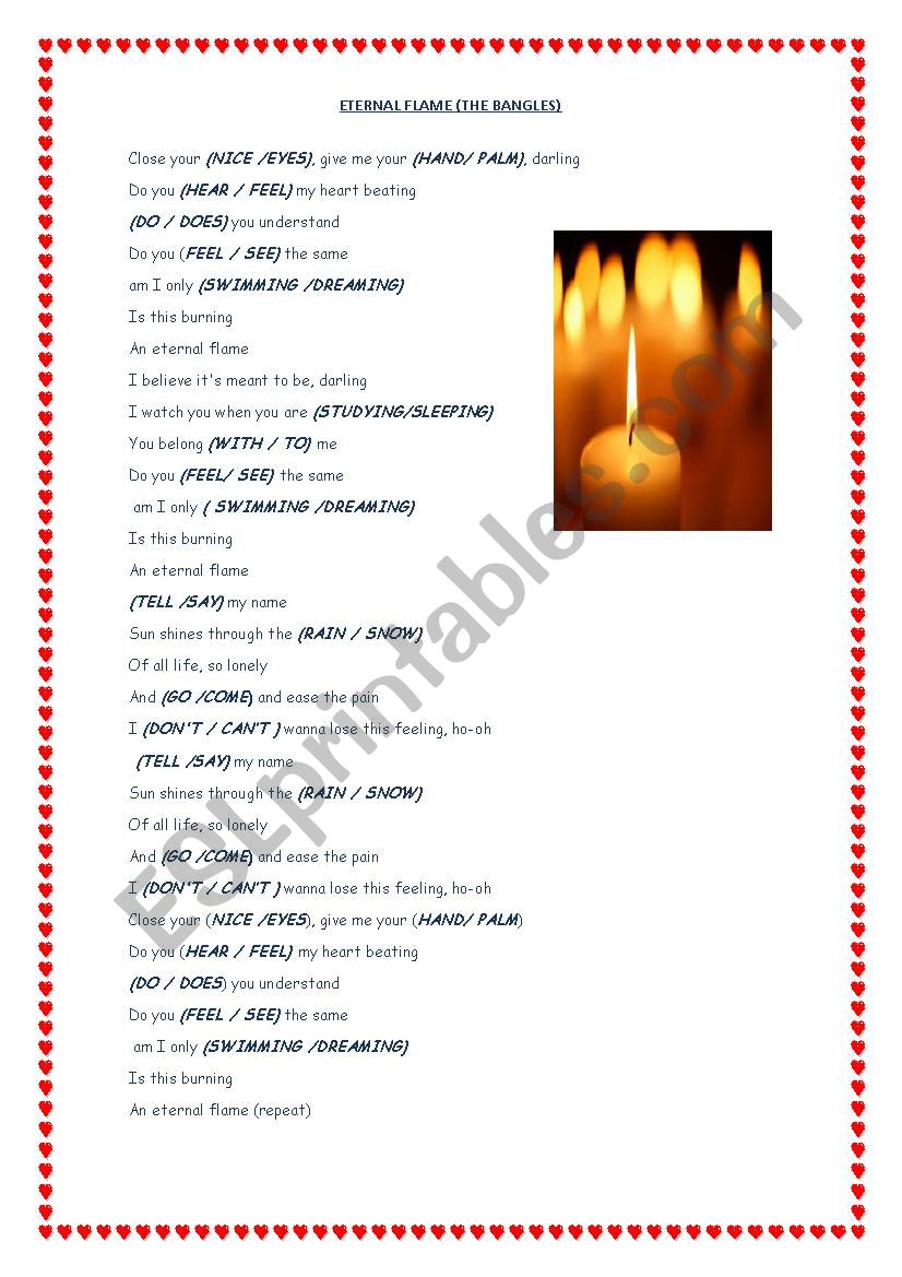 Eternal Flame - Lyric worksheet