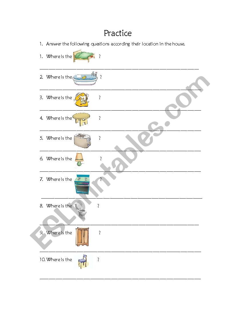 locating furniture worksheet