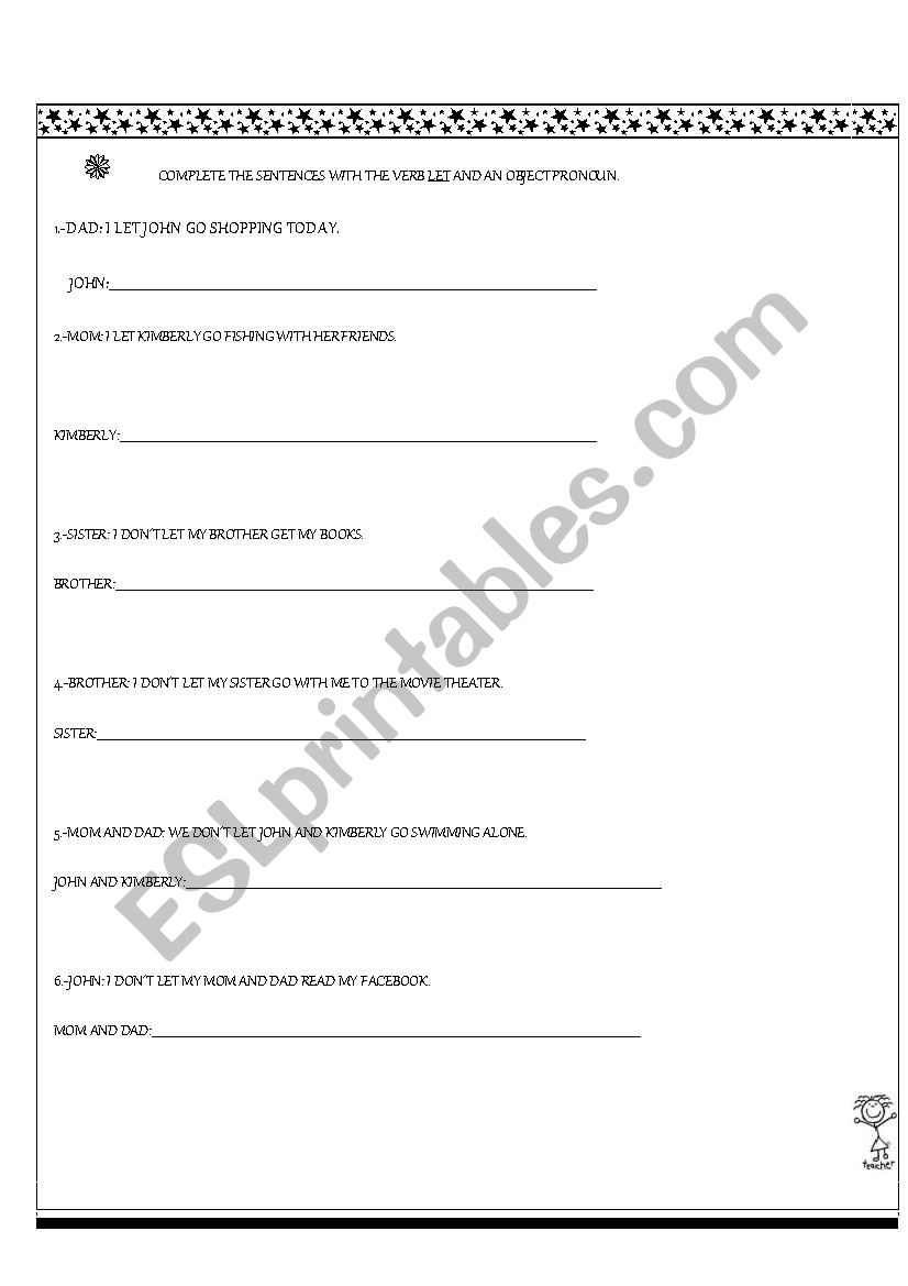 let+object pronoun worksheet