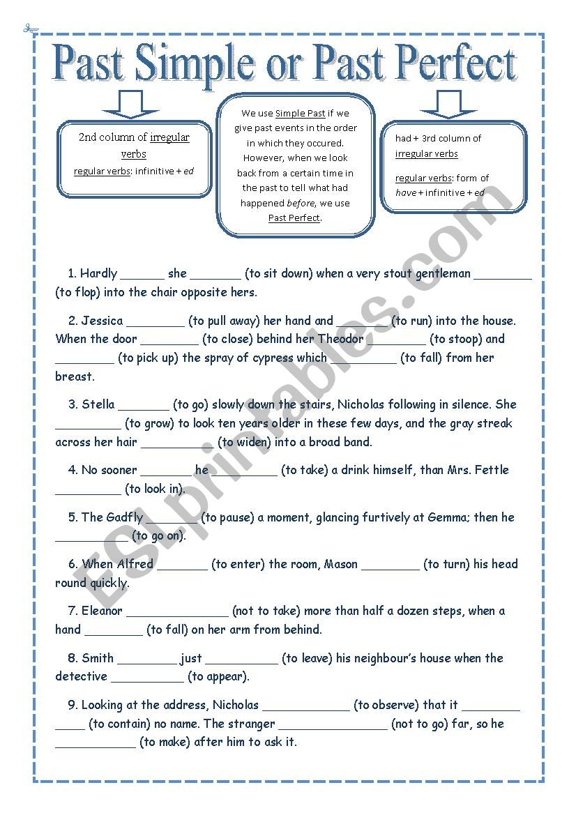 Past Perfec VS Pas simple worksheet