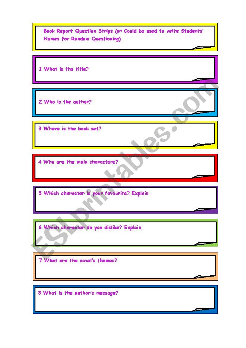 book report questions and answers