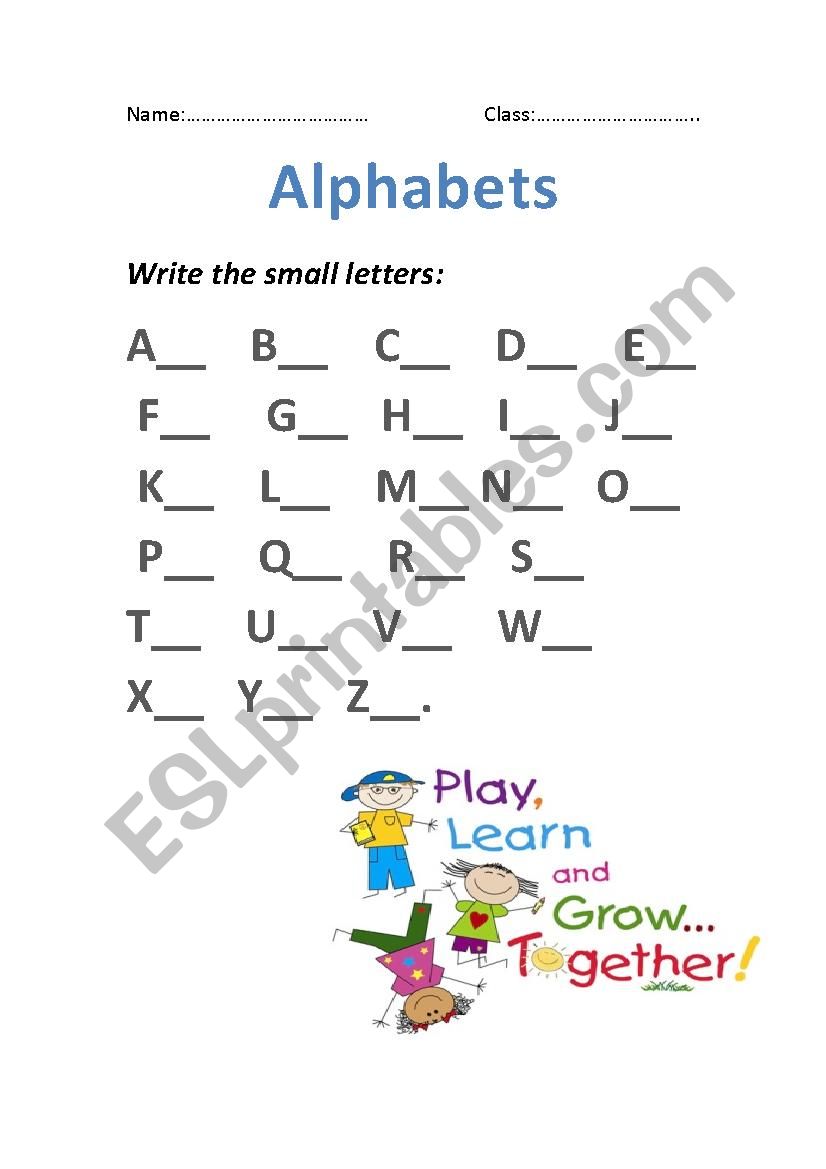 Alphabets worksheet