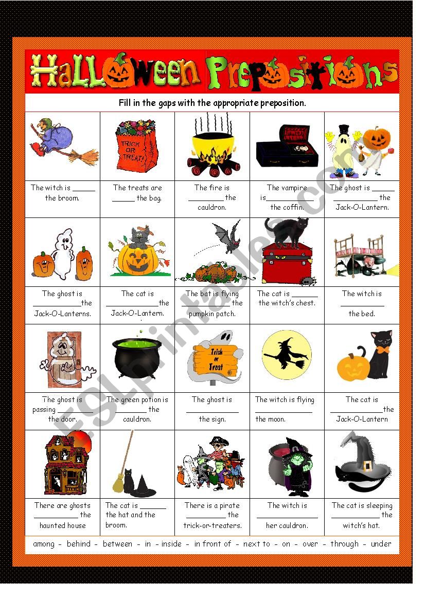 Halloween - Prepositions of place