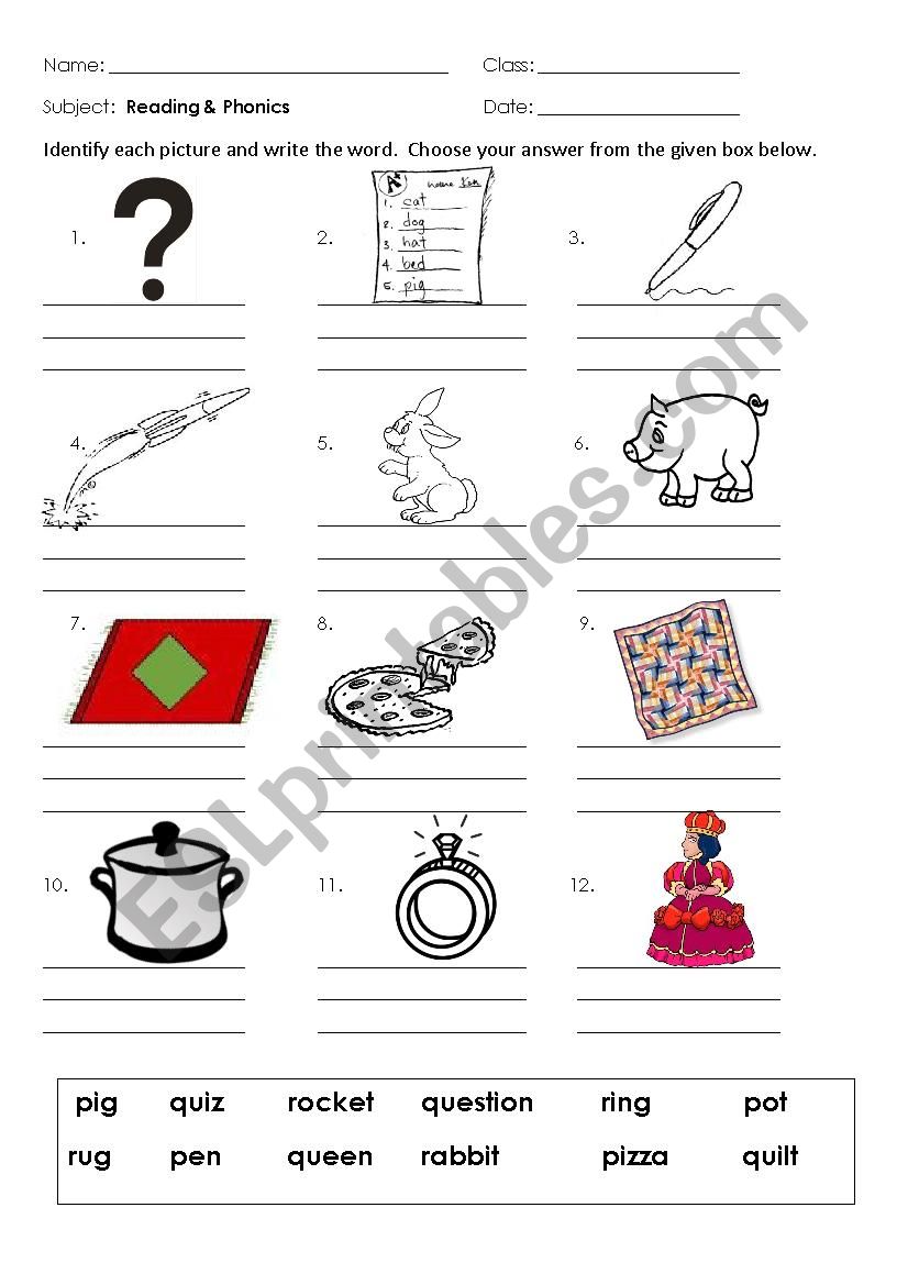 PHONICS P-R worksheet