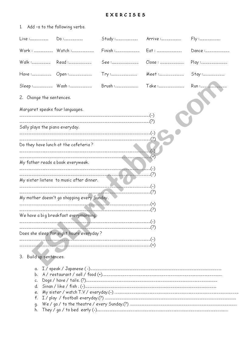 PRESENT SIMLPLE worksheet
