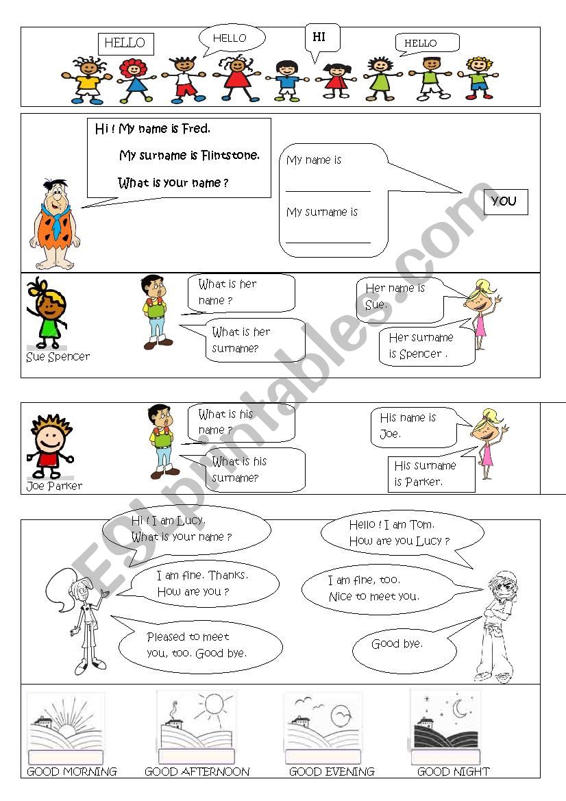 Greetings / asking names worksheet