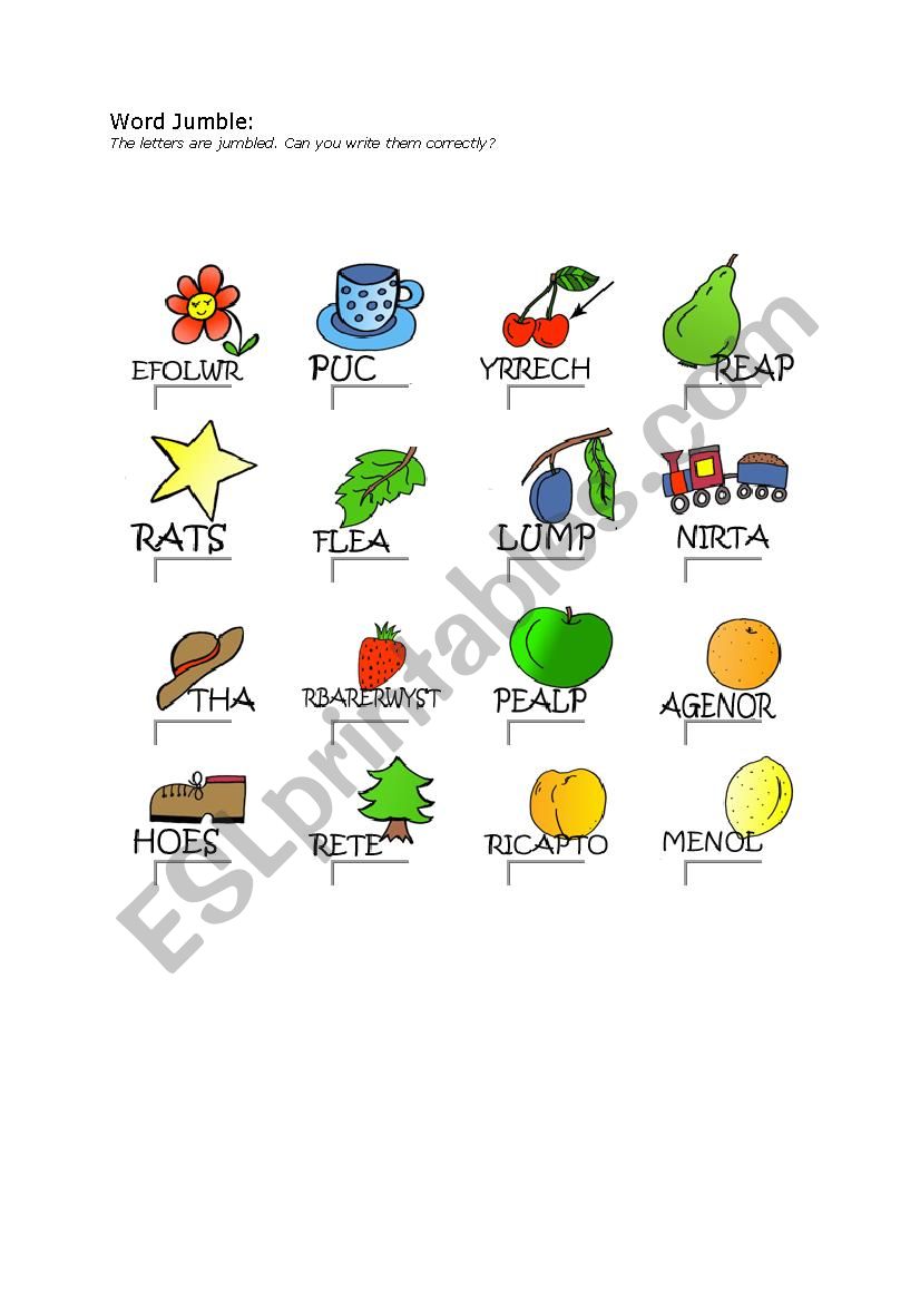 Word jumble worksheet