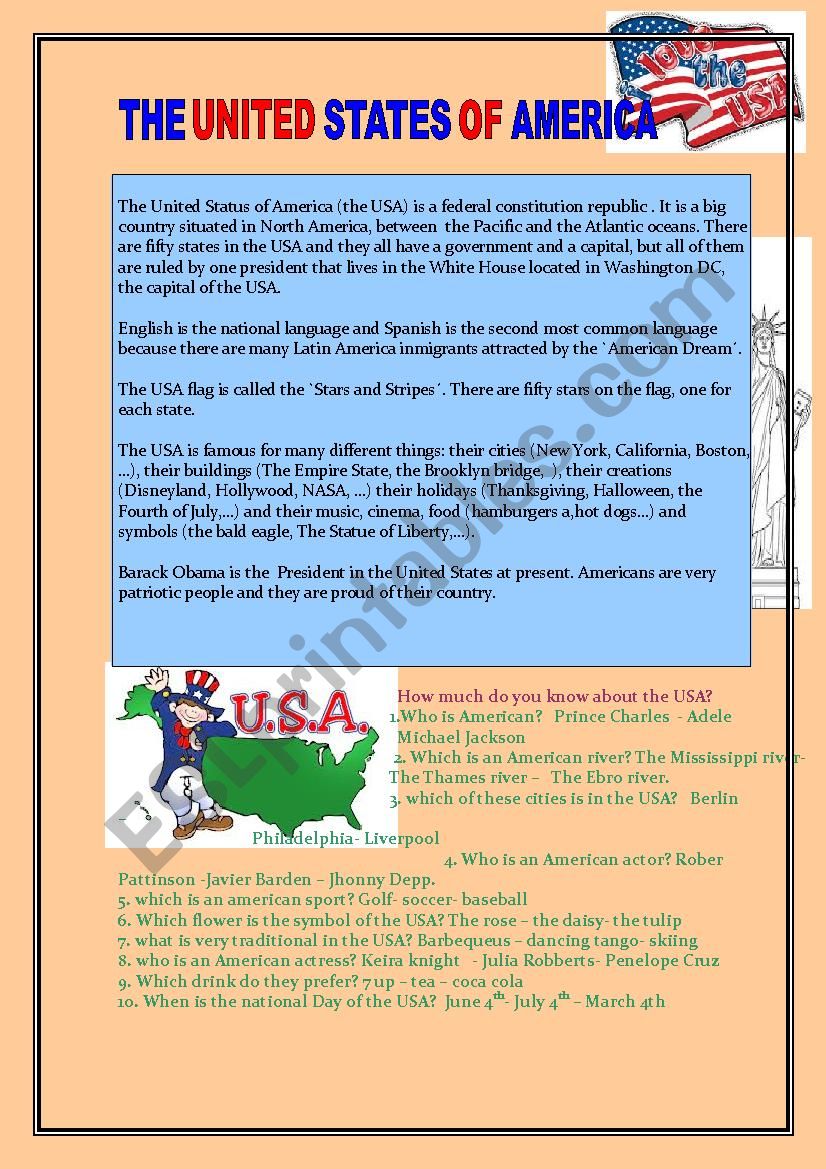 The USA worksheet