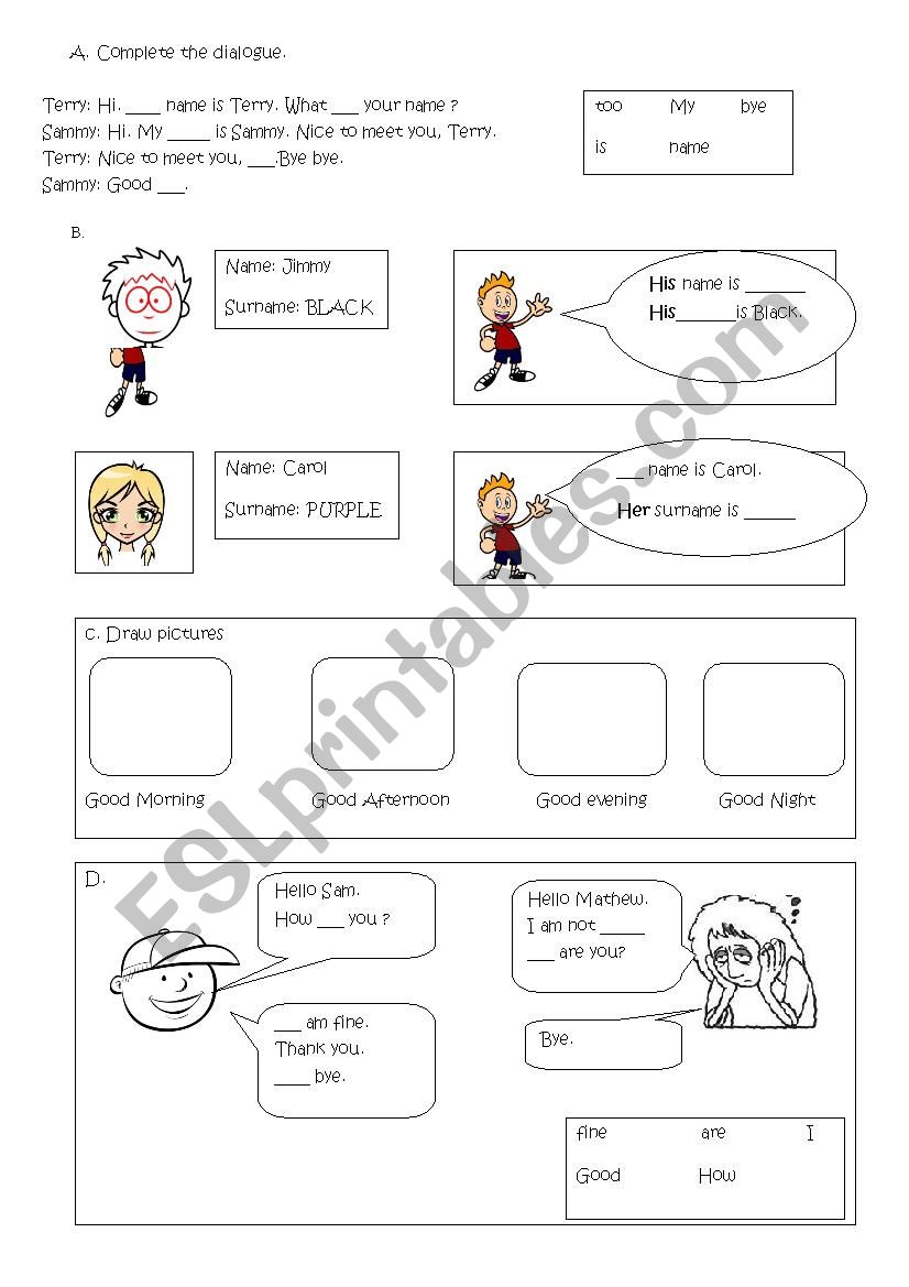 greeting exercise worksheet