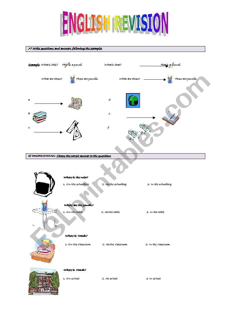 ENGLISH REVISION FOR BEGINNERS