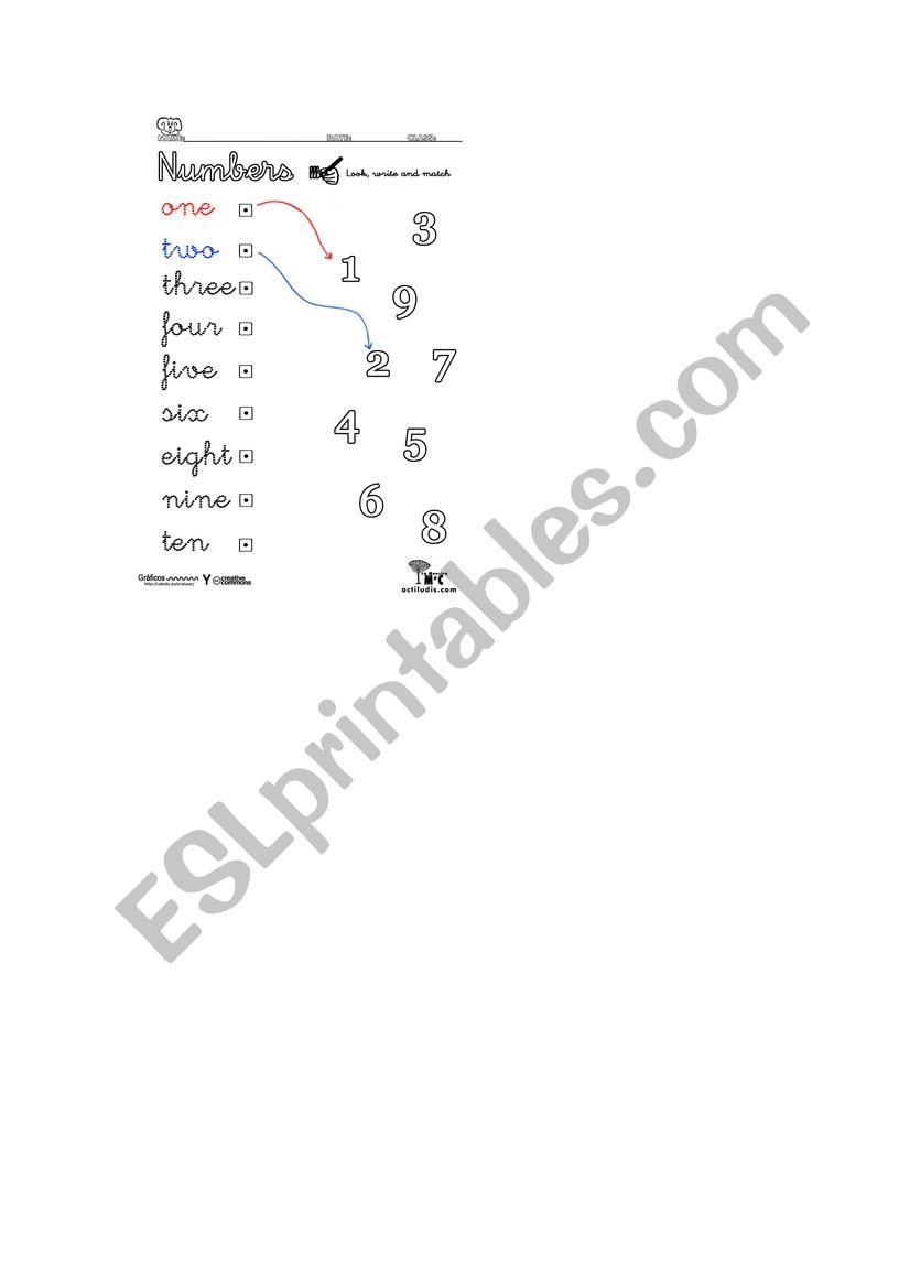 numbers worksheet