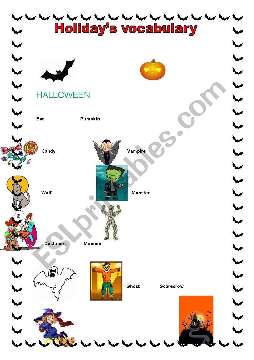 halloween vocabulary worksheet