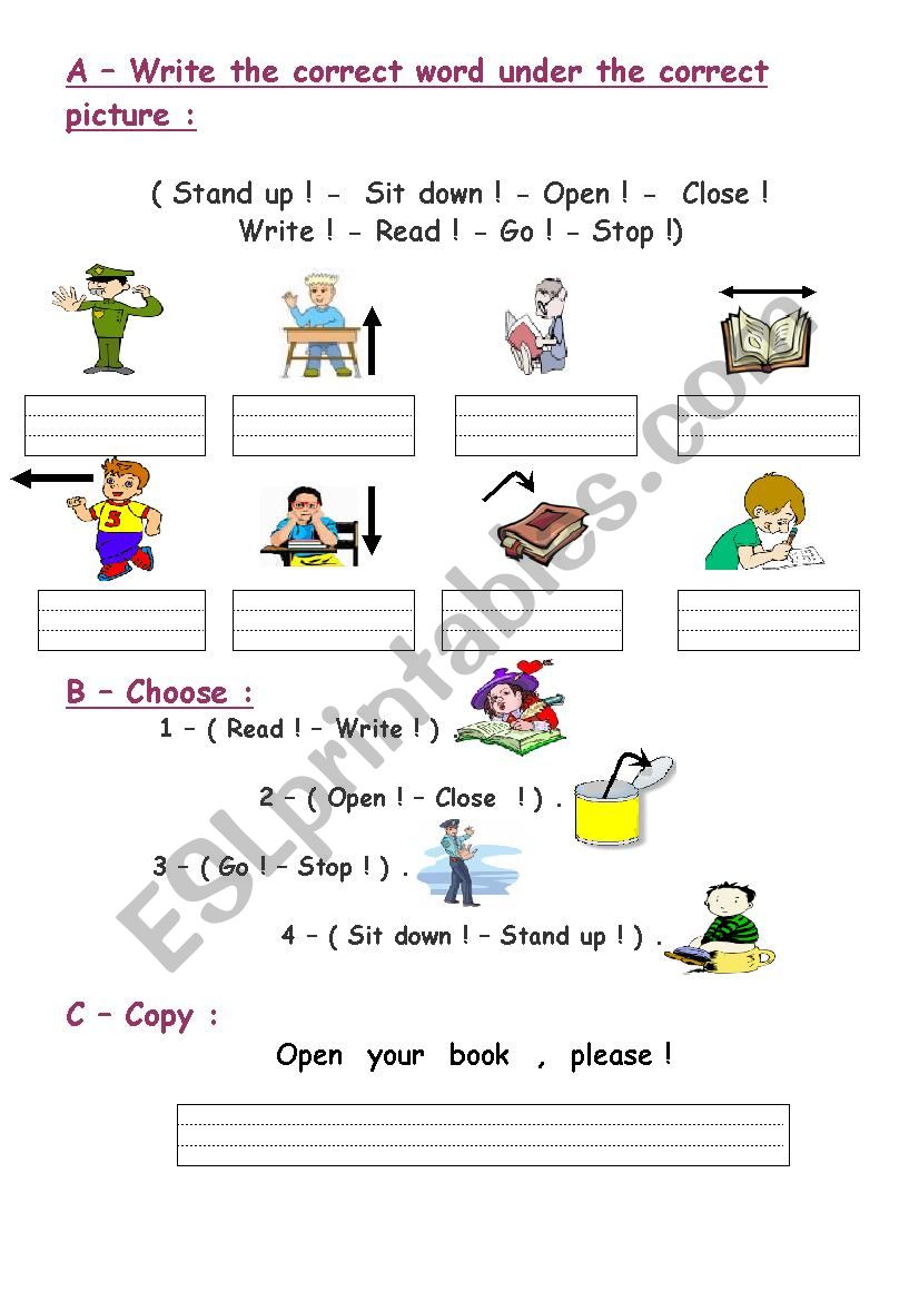 class instruction worksheet