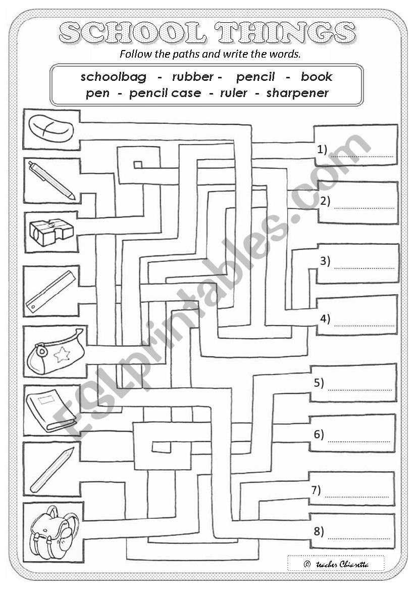 School things *2* worksheet