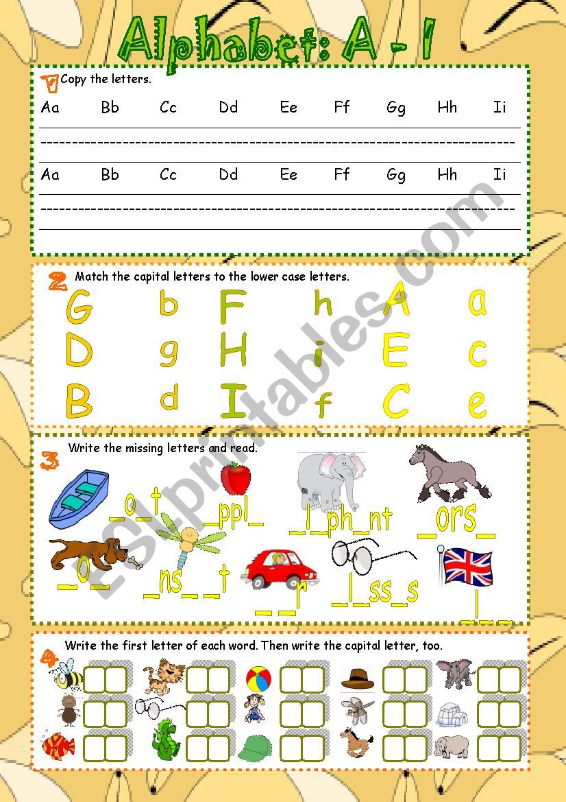 Alphabet - Letters:A-I worksheet