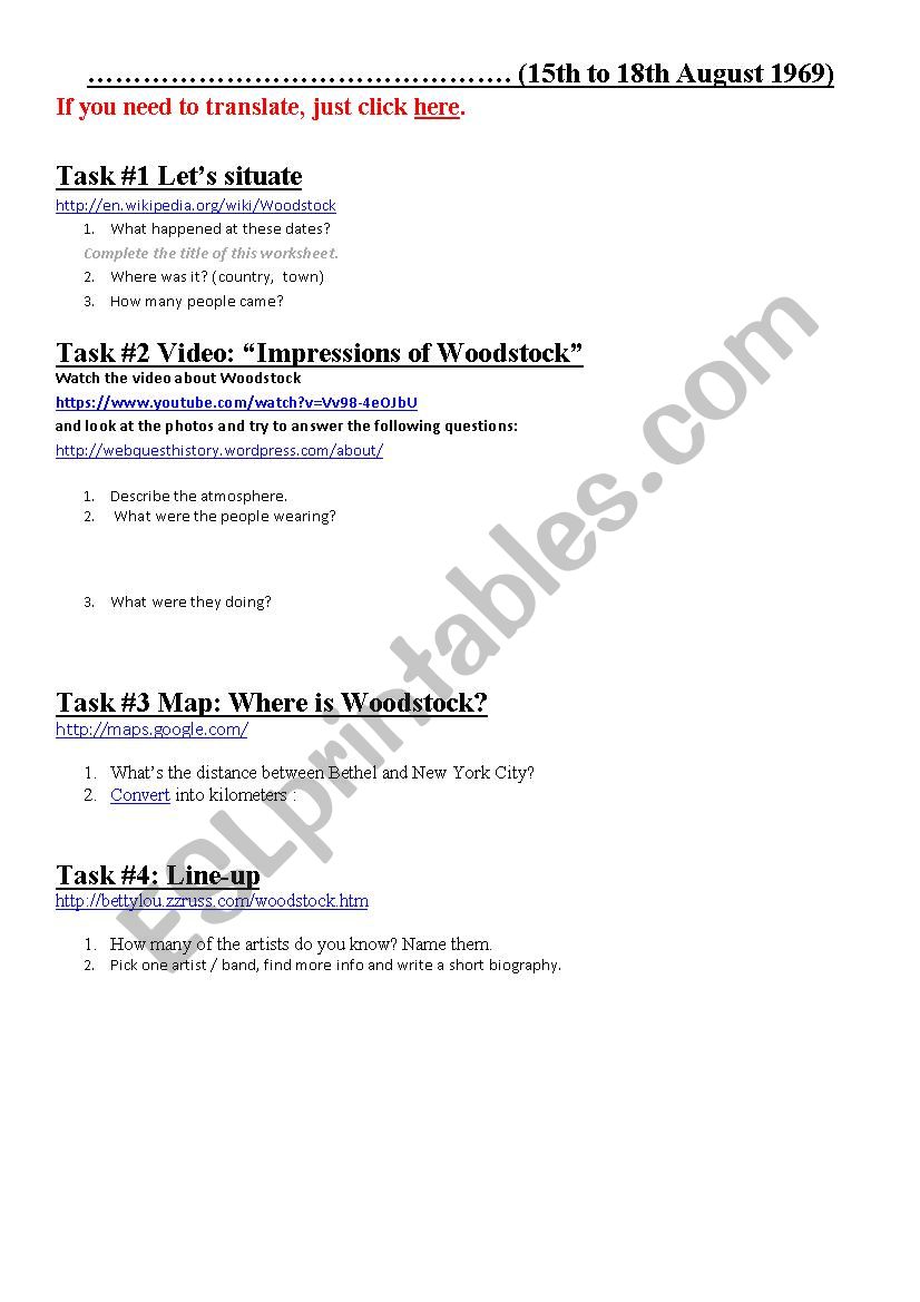 woodstock webquest worksheet