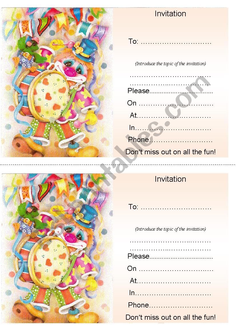 Birthday Party worksheet