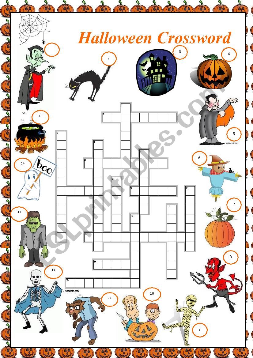 Halloween crossword worksheet