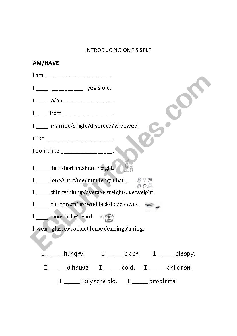 Introducing yourself worksheet