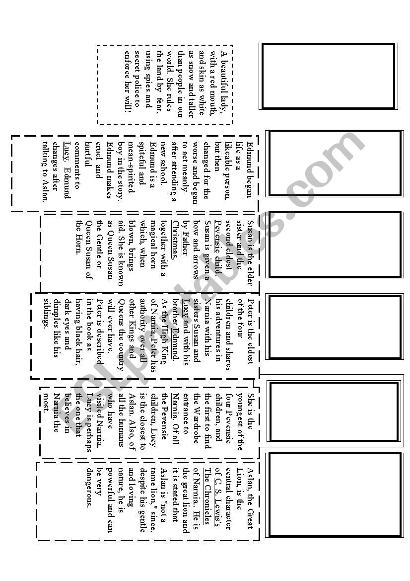 Narnia characters worksheet