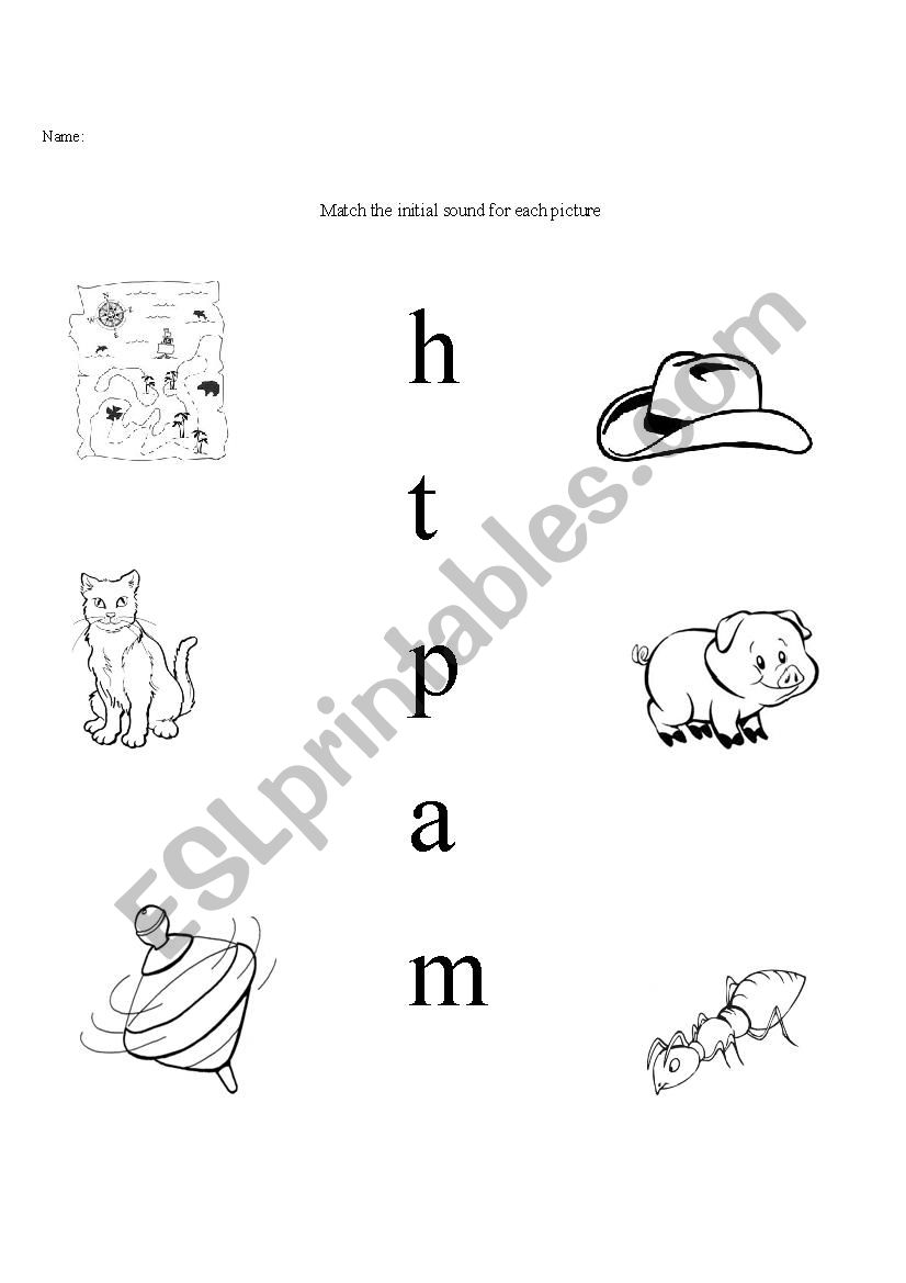 initial sounds - alphabet worksheet