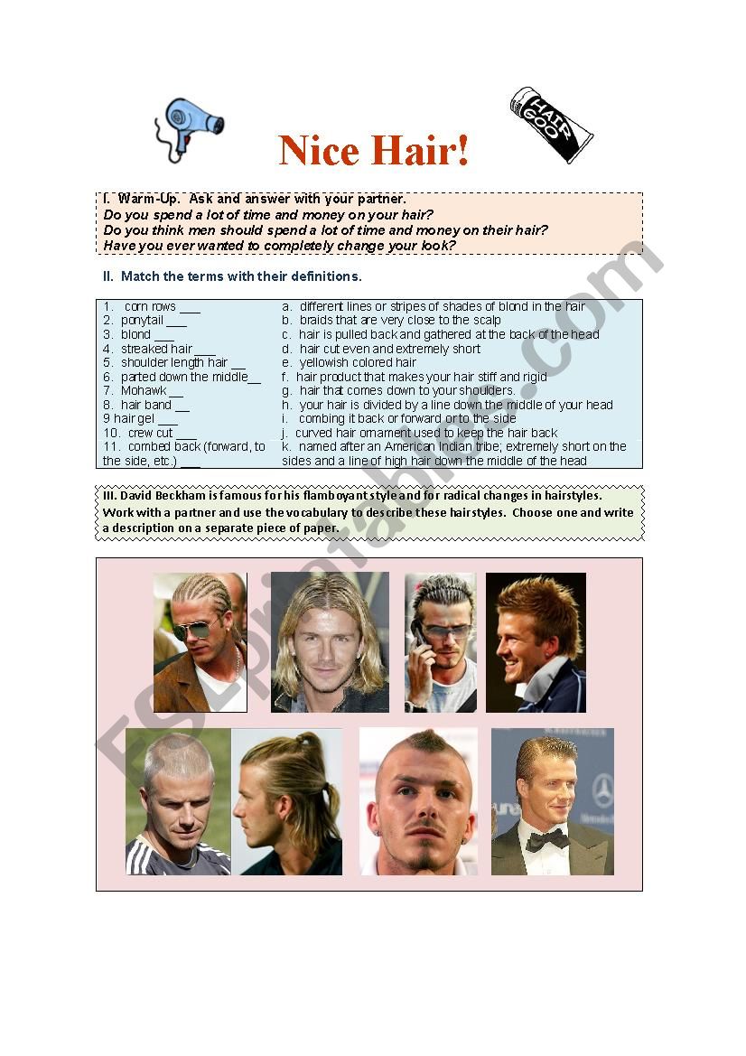 Nice Hair worksheet